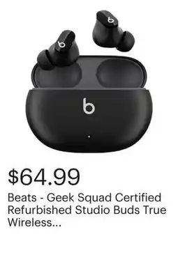 Best Buy Beats - Geek Squad Certified Refurbished Studio Buds True Wireless Noise Cancelling Earbuds - Black offer