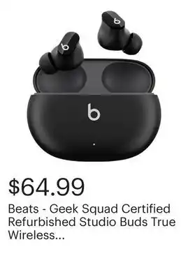 Best Buy Beats - Geek Squad Certified Refurbished Studio Buds True Wireless Noise Cancelling Earbuds - Black offer