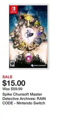 Game Stop Spike Chunsoft Master Detective Archives: RAIN CODE - Nintendo Switch offer