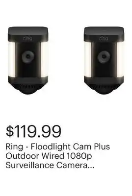 Best Buy Ring - Floodlight Cam Plus Outdoor Wired 1080p Surveillance Camera - Black offer