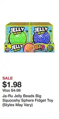 Game Stop Ja-Ru Jelly Beads Big Squooshy Sphere Fidget Toy (Styles May Vary) offer