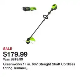 Tractor Supply Company Greenworks 17 in. 60V Straight Shaft Cordless String Trimmer, Battery and Charger Included offer