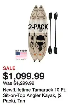Tractor Supply Company New!Lifetime Tamarack 10 Ft. Sit-on-Top Angler Kayak, (2 Pack), Tan offer