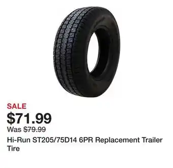 Tractor Supply Company Hi-Run ST205/75D14 6PR Replacement Trailer Tire offer