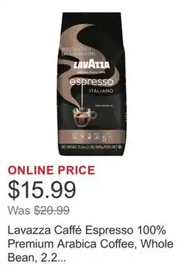 Costco Lavazza Caffé Espresso 100% Premium Arabica Coffee, Whole Bean, 2.2 lbs offer