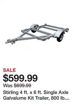 Tractor Supply Company Stirling 4 ft. x 6 ft. Single Axle Galvalume Kit Trailer, 800 lb. Max Capacity offer