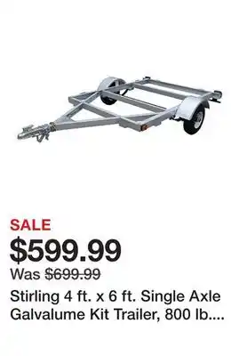 Tractor Supply Company Stirling 4 ft. x 6 ft. Single Axle Galvalume Kit Trailer, 800 lb. Max Capacity offer