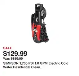 Tractor Supply Company SIMPSON 1,700 PSI 1.0 GPM Electric Cold Water Residential Clean Machine Pressure Washer offer
