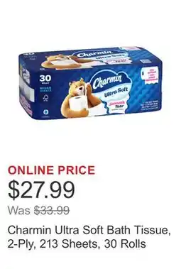 Costco Charmin Ultra Soft Bath Tissue, 2-Ply, 213 Sheets, 30 Rolls offer