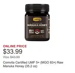 Costco Comvita Certified UMF 5+ (MGO 83+) Raw Manuka Honey (35.2 oz) offer