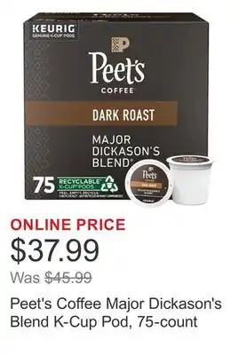 Costco Peet's Coffee Major Dickason's Blend K-Cup Pod, 75-count offer