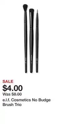 Ulta Beauty e.l.f. Cosmetics No Budge Brush Trio offer