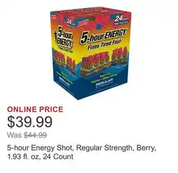 Costco 5-hour Energy Shot, Regular Strength, Berry, 1.93 fl. oz, 24 Count offer