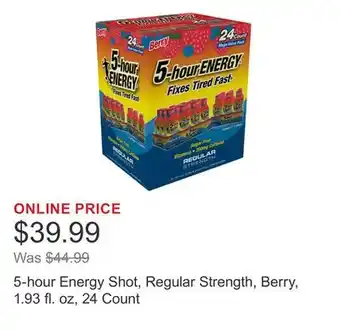 Costco 5-hour Energy Shot, Regular Strength, Berry, 1.93 fl. oz, 24 Count offer