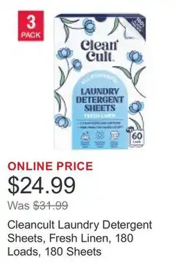 Costco Cleancult Laundry Detergent Sheets, Fresh Linen, 180 Loads, 180 Sheets offer