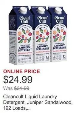 Costco Cleancult Liquid Laundry Detergent, Juniper Sandalwood, 192 Loads, 96 fl oz offer