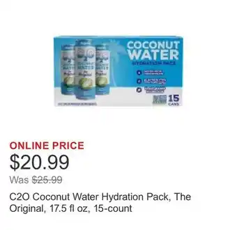 Costco C2O Coconut Water Hydration Pack, The Original, 17.5 fl oz, 15-count offer
