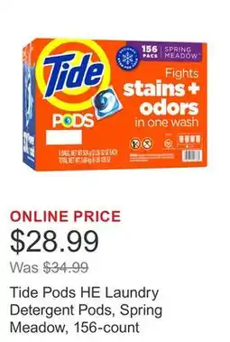 Costco Tide Pods HE Laundry Detergent Pods, Spring Meadow, 156-count offer