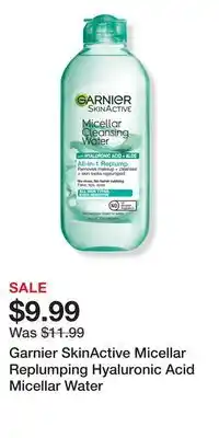 Ulta Beauty Garnier SkinActive Micellar Replumping Hyaluronic Acid Micellar Water offer