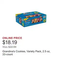 Costco Grandma's Cookies, Variety Pack, 2.5 oz, 33-count offer