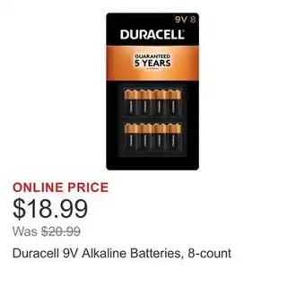 Costco Duracell 9V Alkaline Batteries, 8-count offer