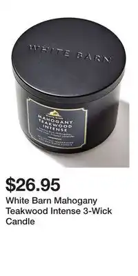 Bath & Body Works White Barn Mahogany Teakwood Intense 3-Wick Candle offer