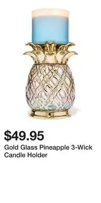 Bath & Body Works Gold Glass Pineapple 3-Wick Candle Holder offer