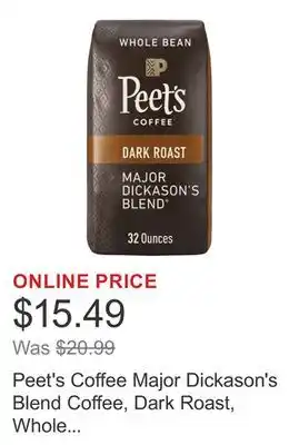 Costco Peet's Coffee Major Dickason's Blend Coffee, Dark Roast, Whole Bean, 2 lbs offer