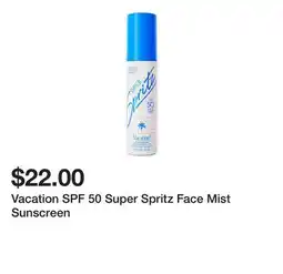 Belk Vacation SPF 50 Super Spritz Face Mist Sunscreen offer