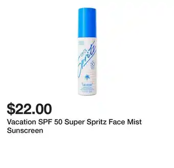 Belk Vacation SPF 50 Super Spritz Face Mist Sunscreen offer