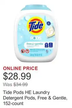 Costco Tide Pods HE Laundry Detergent Pods, Free & Gentle, 152-count offer