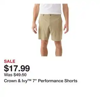 Belk Crown & Ivy 7 Performance Shorts offer