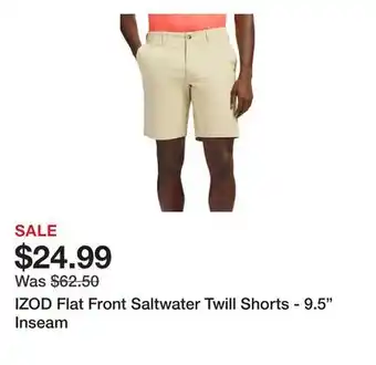 Belk IZOD Flat Front Saltwater Twill Shorts - 9.5 Inseam offer