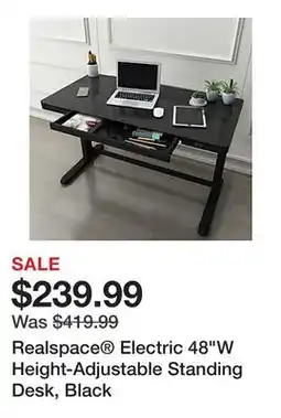 Office Depot Realspace Electric 48W Height-Adjustable Standing Desk, Black offer