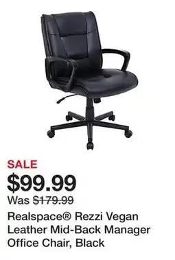 Office Depot Realspace Rezzi Vegan Leather Mid-Back Manager Office Chair, Black offer