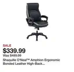Office Depot Shaquille O'Neal Amphion Ergonomic Bonded Leather High-Back Executive Office Chair, Black offer