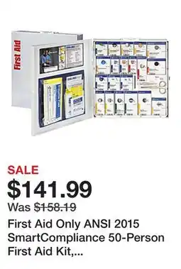 Office Depot First Aid Only ANSI 2015 SmartCompliance 50-Person First Aid Kit, 14-1/8H x 3-1/8W x 13-1/4D offer