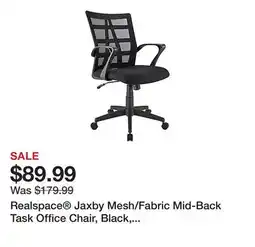 Office Depot Realspace Jaxby Mesh/Fabric Mid-Back Task Office Chair, Black, BIFMA Compliant offer