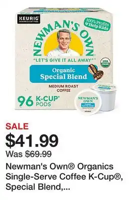 Office Depot Newman's Own Organics Single-Serve Coffee K-Cup , Special Blend, Carton Of 96, 4 x 24 Per Box offer