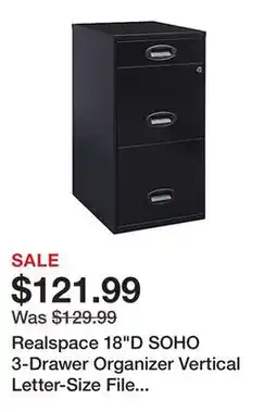Office Depot Realspace 18D SOHO 3-Drawer Organizer Vertical Letter-Size File Cabinet, Black offer