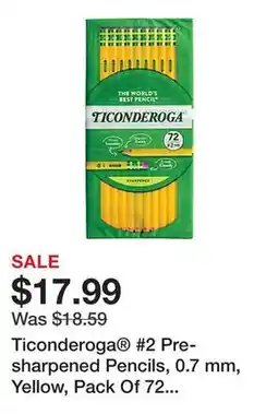 Office Depot Ticonderoga #2 Pre-sharpened Pencils, 0.7 mm, Yellow, Pack Of 72 Pencil offer