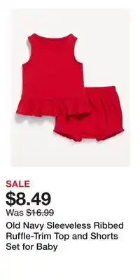 Old Navy Old Navy Sleeveless Ribbed Ruffle-Trim Top and Shorts Set for Baby offer
