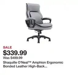 Office Depot Shaquille O'Neal Amphion Ergonomic Bonded Leather High-Back Executive Office Chair, Gray offer