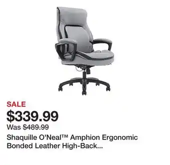 Office Depot Shaquille O'Neal Amphion Ergonomic Bonded Leather High-Back Executive Office Chair, Gray offer