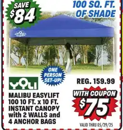 Big 5 Yoli Malibu EasyLift 100 10' x 10' Straight Leg Instant Canopy Value Pack offer