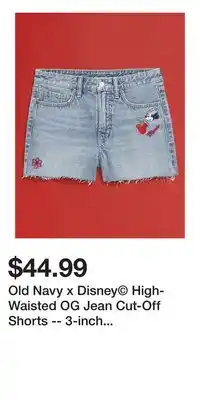 Old Navy Old Navy x Disney High-Waisted OG Jean Cut-Off Shorts -- 3-inch inseam offer