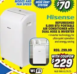 Big 5 Hisense Refurbished 8,000 BTU Portable Air Conditioner with Dual Hose and Inverter offer