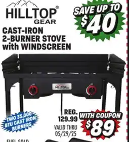 Big 5 Hilltop Gear Cast-Iron 2-Burner Stove with Windscreen offer