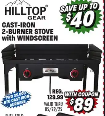 Big 5 Hilltop Gear Cast-Iron 2-Burner Stove with Windscreen offer