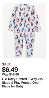 Old Navy Old Navy Printed 2-Way-Zip Sleep & Play Footed One-Piece for Baby offer